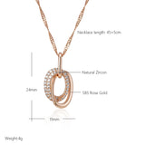Double Hoop Zircon Pendant Necklace 585 Rose Women Jewelry