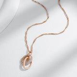 Double Hoop Zircon Pendant Necklace 585 Rose Women Jewelry