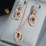 Double Hoop Zircon Pendant Necklace 585 Rose Women Jewelry