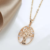 Life Tree Pendant Necklace 585 Rose Fine Zircon Jewelry