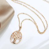 Life Tree Pendant Necklace 585 Rose Fine Zircon Jewelry