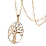 Life Tree Pendant Necklace 585 Rose Fine Zircon Jewelry