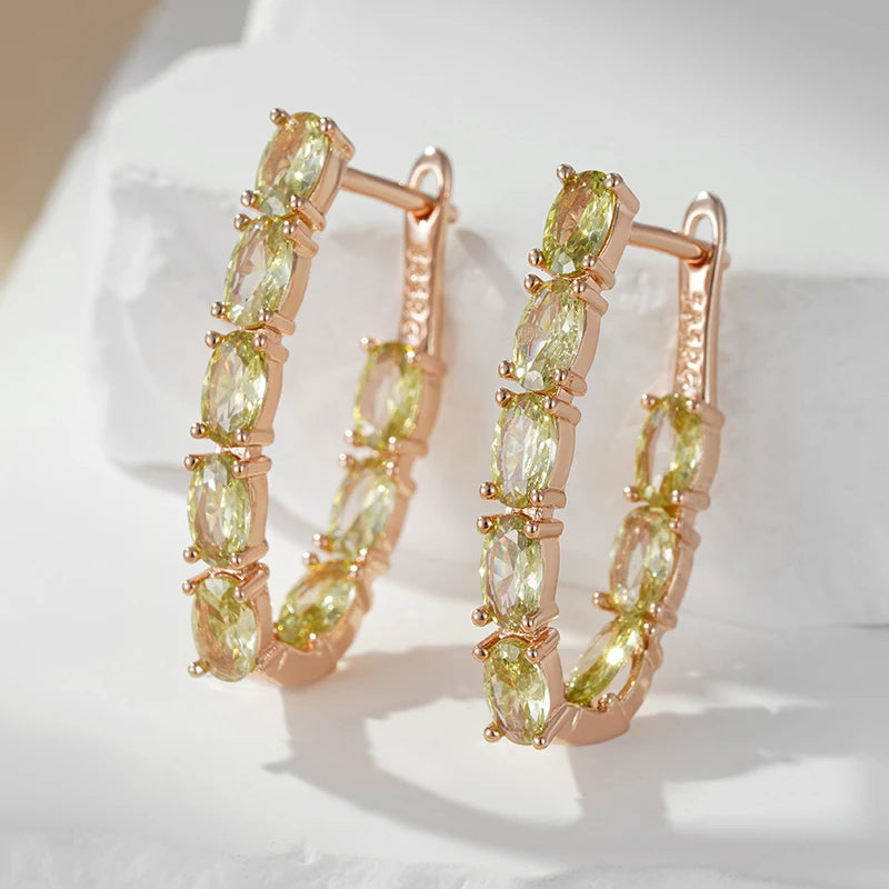 Wbmqda Full Zircon Drop Earrings 585 Rose Wedding Fine Jewelry