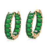 Emerald Stone Hoop Earrings 585 Rose Zircon Jewelry