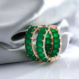 Emerald Stone Hoop Earrings 585 Rose Zircon Jewelry