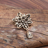 Grey Crystal Water Drop Brooch Hollow Plated Party Wedding Jewelry