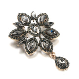Grey Crystal Water Drop Brooch Hollow Plated Party Wedding Jewelry