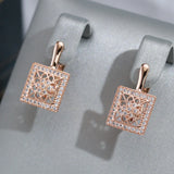 Hollow Square Zircon Drop Earrings 585 Rose Vintage Dubai Jewelry