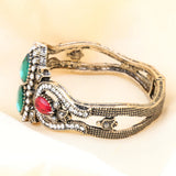 Boho Retro Glass Crystal Cuff Bracelet Hand Accessories