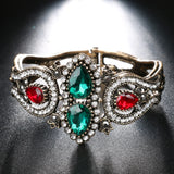 Boho Retro Glass Crystal Cuff Bracelet Hand Accessories
