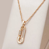 Rose Gold Pendant Necklace with Zircon - Women's Jewelry