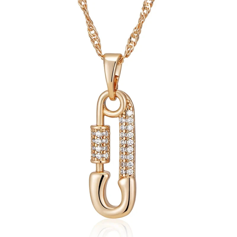 Rose Gold Pendant Necklace with Zircon - Women's Jewelry
