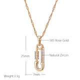 Rose Gold Pendant Necklace with Zircon - Women's Jewelry