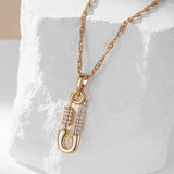 Rose Gold Pendant Necklace with Zircon - Women's Jewelry