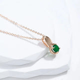 Rose Gold Emerald Stone Pendant Necklace 585