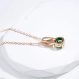 Rose Gold Emerald Stone Pendant Necklace 585