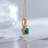 Rose Gold Emerald Stone Pendant Necklace 585