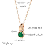 Rose Gold Emerald Stone Pendant Necklace 585