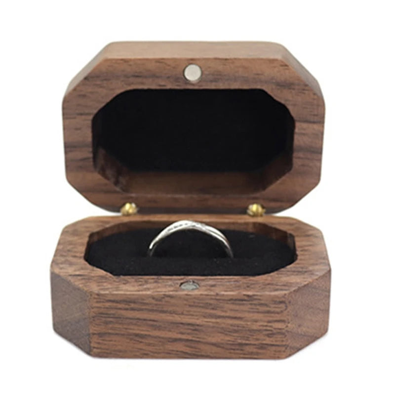 Wedding Ring Box Solid Wood Velvet Proposal Gift