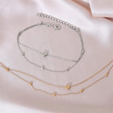 Women's Anklets Gold/Silver Plated Foot Chain Jewelry Heart Charm