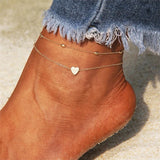 Women's Anklets Gold/Silver Plated Foot Chain Jewelry Heart Charm