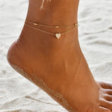 Women's Anklets Gold/Silver Plated Foot Chain Jewelry Heart Charm