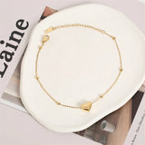 Stainless Steel Heart Charm Bracelet Anklet for Women Plated