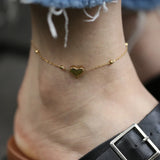 Stainless Steel Heart Charm Bracelet Anklet for Women Plated