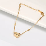 Stainless Steel Heart Charm Bracelet Anklet for Women Plated