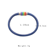 LGBT Rainbow Rope Bracelet Wax Cord Hologram Magnetic Closure