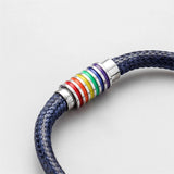 LGBT Rainbow Rope Bracelet Wax Cord Hologram Magnetic Closure