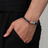 LGBT Rainbow Rope Bracelet Wax Cord Hologram Magnetic Closure
