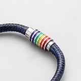 LGBT Rainbow Rope Bracelet Wax Cord Hologram Magnetic Closure