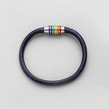 LGBT Rainbow Rope Bracelet Wax Cord Hologram Magnetic Closure