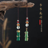 Bamboo Knot Jade Pendant Keychain