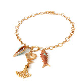 Boho Enamel Marine Life Charms Pendant Necklace Mermaid Tassel Conch Choker