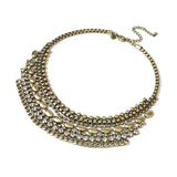 Vintage Layer Cluster Chains Choker Collar Necklace Chunky Gem Metal Chains