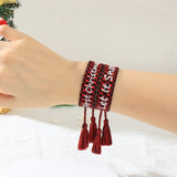 Adjustable Rope Bracelet Christmas Jewelry Lace Up Tassel Star Snow Hat