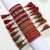 Adjustable Rope Bracelet Christmas Jewelry Lace Up Tassel Star Snow Hat