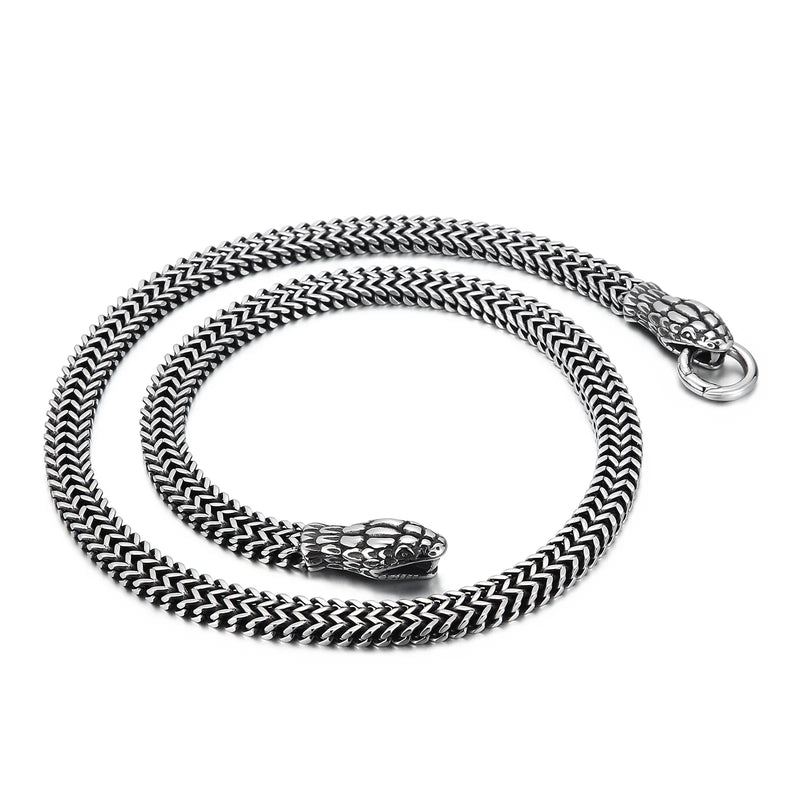 Exaggerated Silver Snake Chain Necklace Stainless Steel