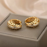 Hollow Flower Hoop Earrings Wedding Party Gift Jewelry