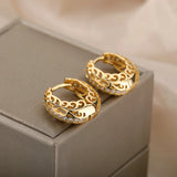 Hollow Flower Hoop Earrings Wedding Party Gift Jewelry