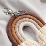 Rainbow Keychain for Women Boho Key Holder Macrame Bag Charm
