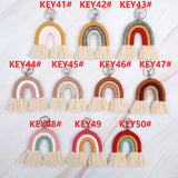 Rainbow Keychain for Women Boho Key Holder Macrame Bag Charm