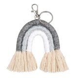 Rainbow Keychain for Women Boho Key Holder Macrame Bag Charm