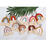 Rainbow Keychain for Women Boho Key Holder Macrame Bag Charm