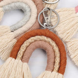 Rainbow Keychain for Women Boho Key Holder Macrame Bag Charm