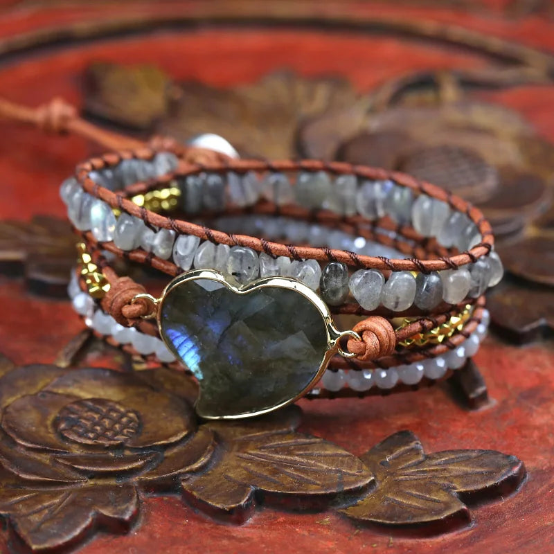 Labradorite Natural Stone Friendship Bracelet Boho Ethnic Unique