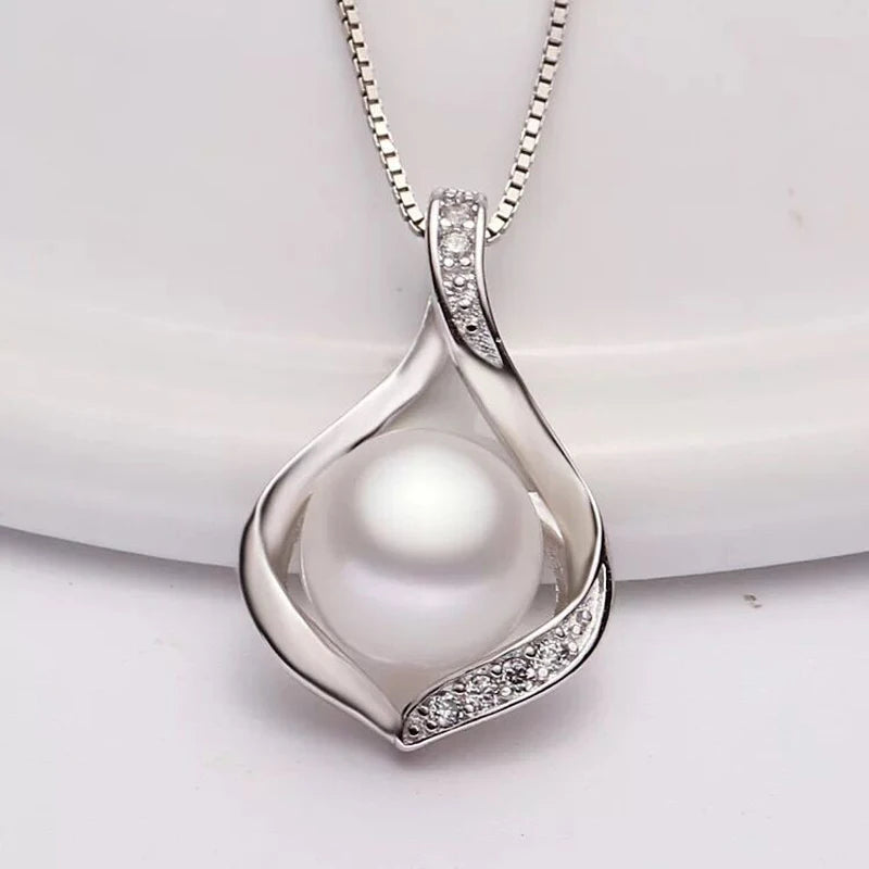 925 Silver Pearl Pendant Necklace for Women