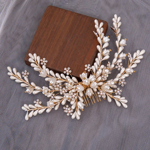 Crystal Flower Headpiece Hair Comb Clip for Brides